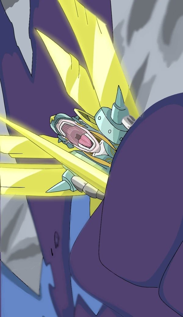 anthro armor duo headgear helmet humor macro parody size_difference squeezing kureigii_p bandai_namco digimon digimon_frontier dragon_ball dragon_ball_z angel cherubimon cherubimon_(evil) digimon_(species) human mammal ophanimon