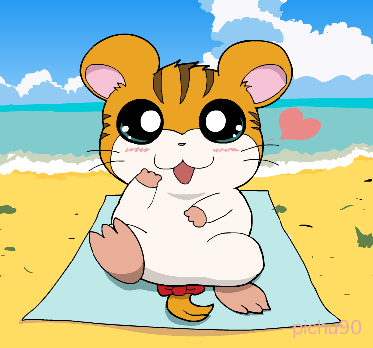 accessory beach beach_towel blush brown_body brown_fur feet female feral foot_focus fur furgonomics heart_symbol lying on_back ribbons sea solo striped_body striped_fur stripes tail tail_accessory tail_ribbon text towel water white_body white_fur pichu90 hamtaro_(series) sandy_(hamtaro) cricetid hamster mammal rodent artist_name