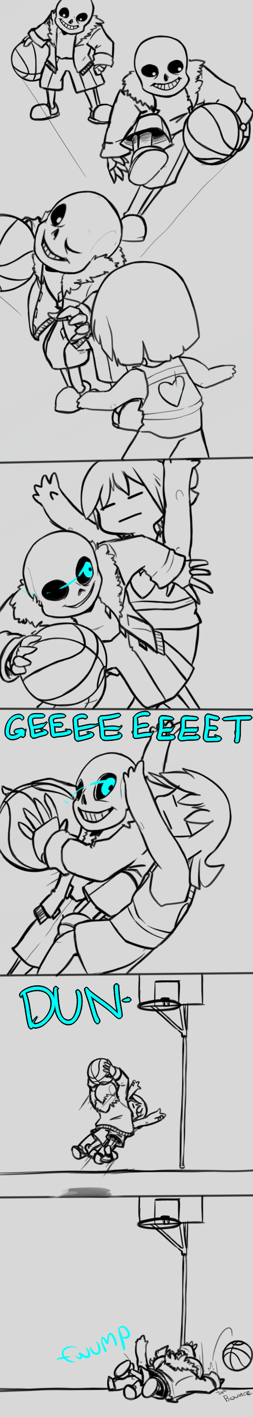 basic_sequence basketball bone bottomwear clothed clothing duo fail fully_clothed glowing glowing_eyes grin heart_symbol linear_sequence male multi_frame_sequence not_furry shorts simple_background skeleton smile text sildre undertale undertale_(series) frisk_(undertale) sans_(undertale) animated_skeleton human humanoid mammal undead 2015 absurd_res comic english_text hi_res long_image sequence spot_color tall_image