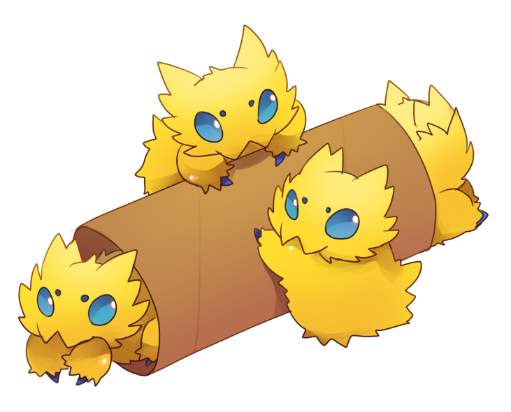 ambiguous_gender blue_eyes cardboard_tube daww group looking_at_viewer simple_background white_background siho_(pixiv) nintendo pokemon generation_5_pokemon joltik pokemon_(species) 2010 digital_drawing_(artwork) digital_media_(artwork) restricted_palette shaded soft_shading