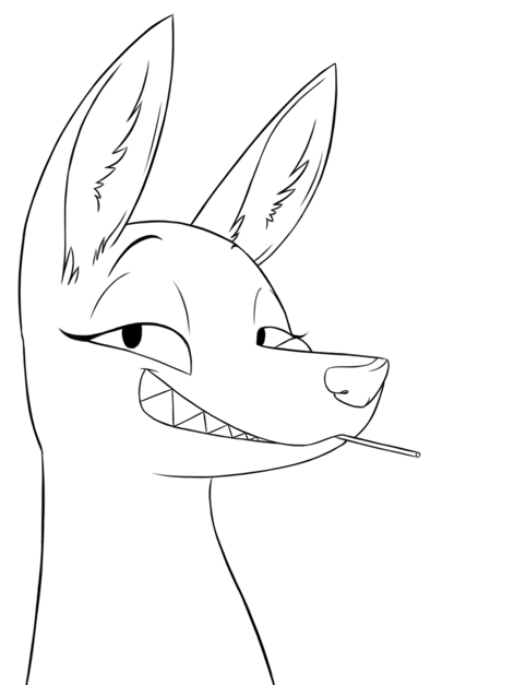 anthro candy dessert female food inner_ear_fluff lollipop looking_at_viewer smile solo tuft skunkbutt_(artist) disney pack_street zootopia avo_(weaver) canid canine canis jackal mammal monochrome