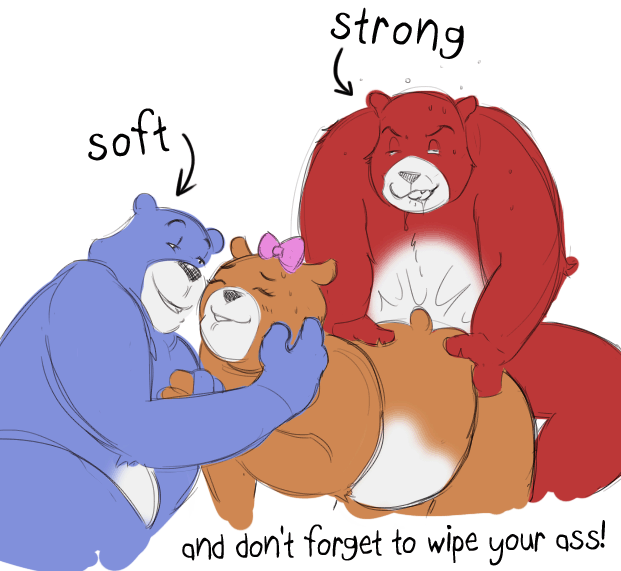 anthro belly black_nose blue_body brown_body eyes_closed female group humanoid_hands male male/female overweight red_body sex simple_background text white_background white_body unknown_artist charmin amy_(charmin) charmin_bear charmin_ultra_soft_dad charmin_ultra_strong_dad bear mammal 2021 english_text