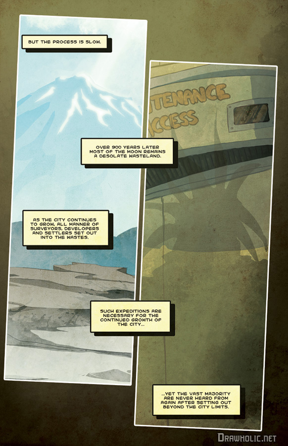 door graphic_novel mountain outside science_fiction shadow text wasteland zero_pictured drawholic the_sprawl fiction comic english_text