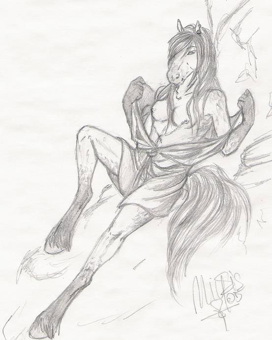 asian_clothing clothed clothing ear_piercing east_asian_clothing female hooves hot_spring japanese_clothing kimono nipple_piercing nipples piercing solo topless undressing water miysis equid equine horse mammal greyscale monochrome sketch traditional_media_(artwork)