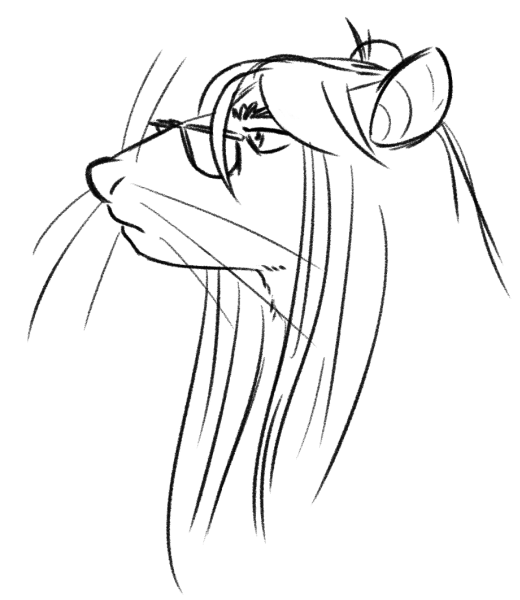 ambiguous_gender anthro eyebrows eyewear glasses hair long_hair profile slightly_chubby solo whiskers boo3 jj_(boo3) mammal murid murine rat rodent monochrome sketch nonbinary_(lore)