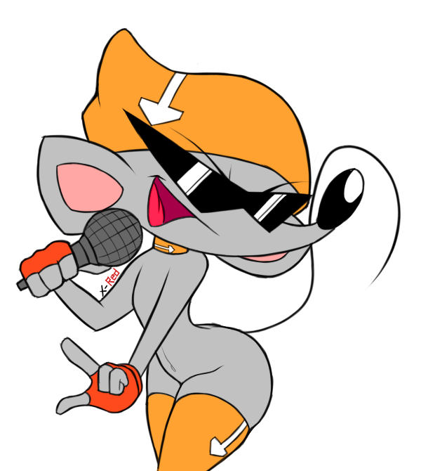 anthro beanie clothing collar electronics eyewear femboy fingerless_gloves fur glasses gloves grey_body grey_fur handwear hat headgear headwear legwear male microphone open_mouth solo stockings x-red ritz_(video_game) ritz_the_rat mammal mouse murid murine rodent