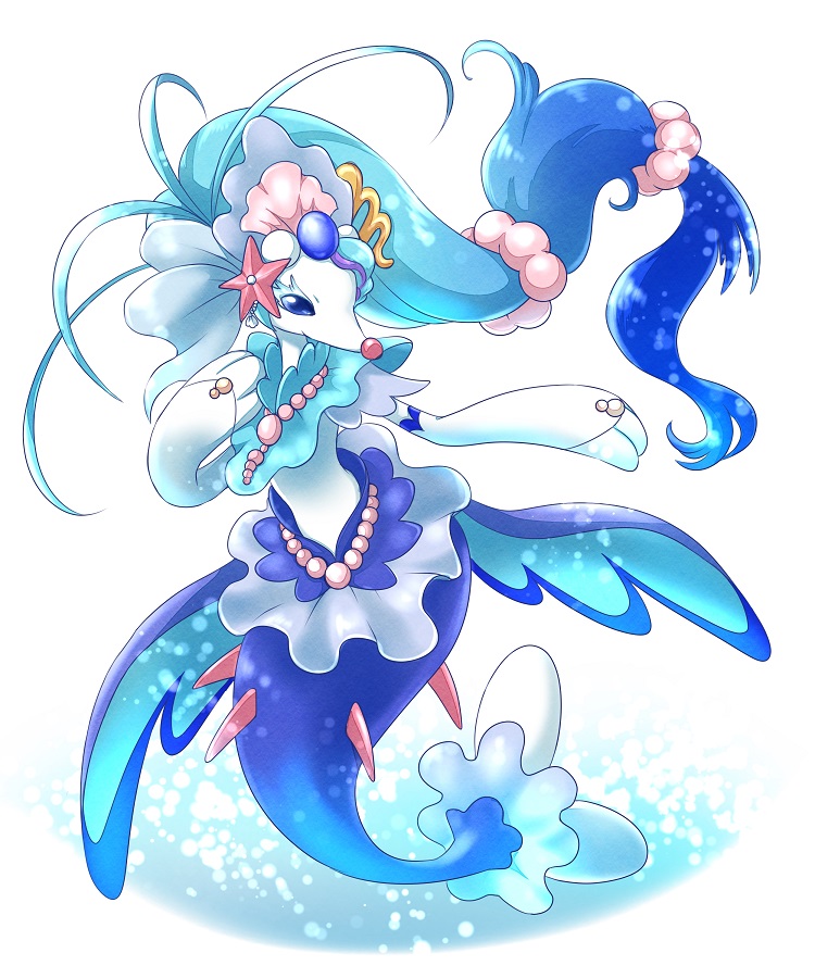 3_fingers accessory blue_eyes blue_hair cosplay female feral fin fingers front_view gem hair hair_accessory jewelry long_hair necklace pearl_(gem) pink_nose simple_background solo starfish_(accessory) tail tail_fin white_background white_body white_skin togeshiro_azami 棘城アザミ go!_princess_pretty_cure nintendo pokemon pretty_cure cure_mermaid asterozoan echinoderm generation_7_pokemon mammal marine pinniped pokemon_(species) primarina starfish 2016 5:6 crossover