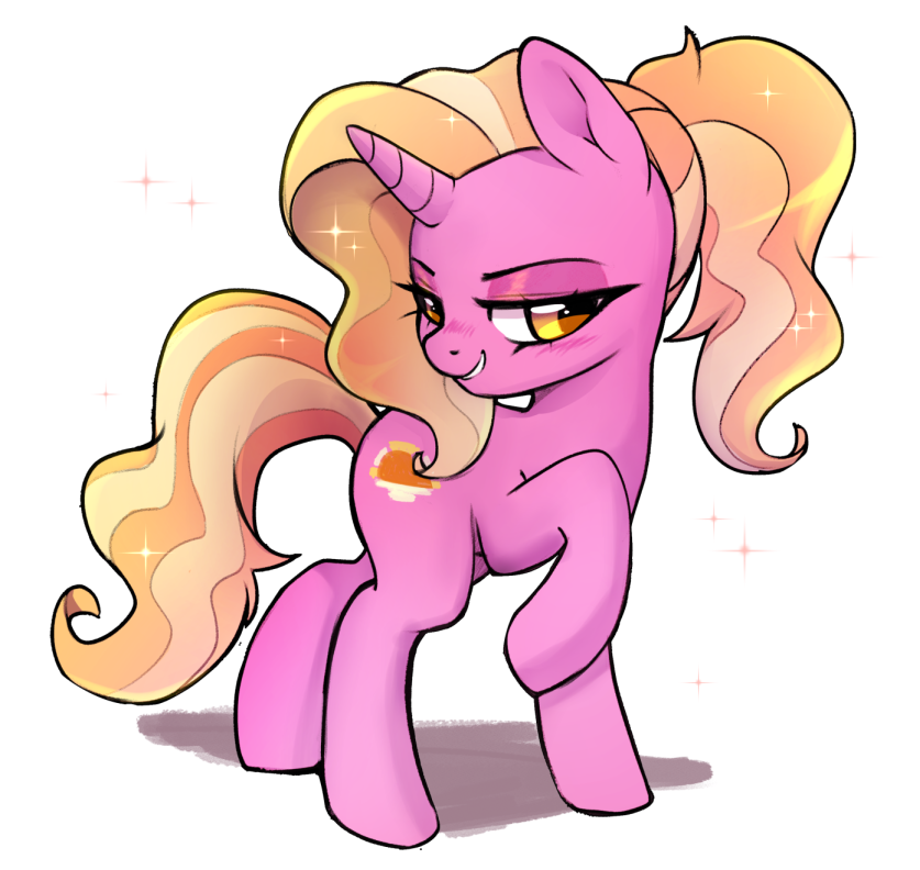 bedroom_eyes cutie_mark female feral half-closed_eyes horn looking_at_viewer narrowed_eyes seductive simple_background solo white_background techycutie friendship_is_magic hasbro my_little_pony mythology luster_dawn_(mlp) equid equine mammal mythological_creature mythological_equine unicorn 2019