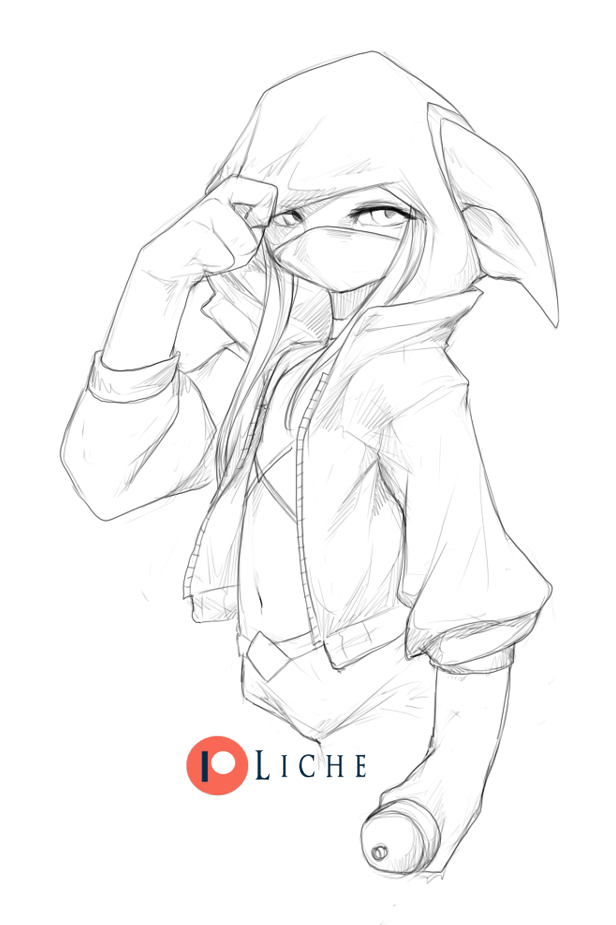 adolescent big_ears claws clothing female hair long_hair looking_at_viewer not_furry simple_background solo waist_portrait young licheart guild_wars spotty_(spotte) asura humanoid line_art portrait