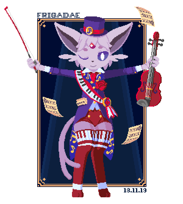 4_fingers anthro anthrofied bowed_string_instrument clothed clothing digitigrade female fingers holding_musical_instrument holding_object letters musical_instrument pokemorph solo string_instrument violin frigadae nintendo pokemon eeveelution espeon generation_2_pokemon pokemon_(species) 2019 alpha_channel dated digital_media_(artwork) pixel_(artwork)