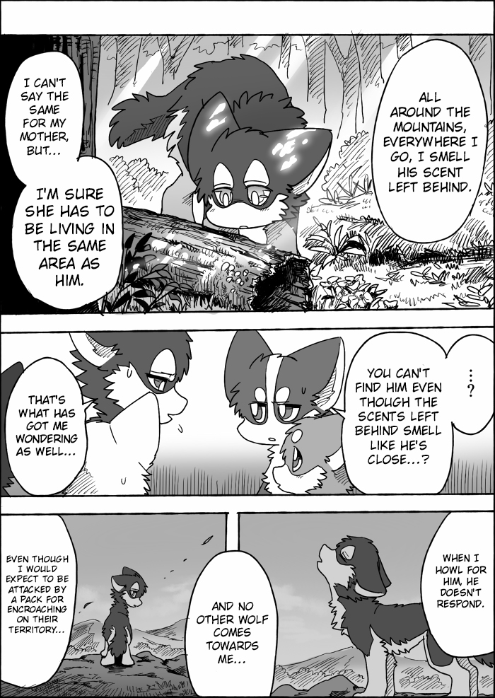 feral group semi-anthro text ayaka a-chan fuuga kyappy mashiro shibeta canid canine canis domestic_dog husky hybrid kishu_inu mammal nordic_sled_dog shiba_inu spitz wolfdog comic english_text monochrome