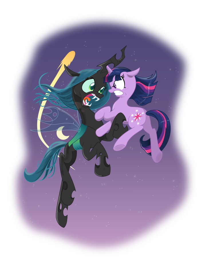 duo female feral fight fur hair horn multicolored_hair purple_body purple_fur purple_hair two_tone_hair andy_price friendship_is_magic hasbro my_little_pony mythology queen_chrysalis_(mlp) twilight_sparkle_(mlp) arthropod changeling equid equine mammal mythological_creature mythological_equine unicorn 2015 alpha_channel