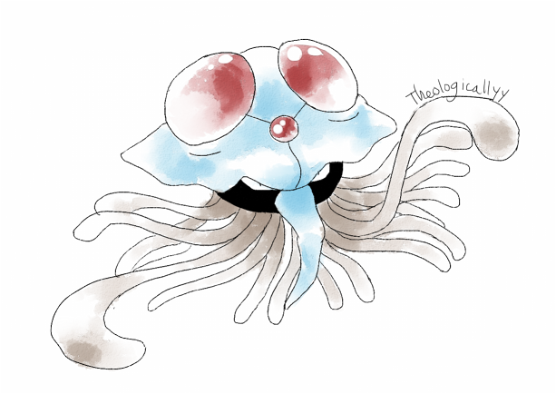 ambiguous_gender black_body black_eyes blue_body feral floating forehead_gem front_view gem grey_tentacles invertebrate_proboscis looking_at_viewer multicolored_body on_model proboscis_(anatomy) pupils red_body ruby_(gem) simple_background slit_pupils solo tentacles toony white_background artsy-theo nintendo pokemon cnidarian generation_1_pokemon marine pokemon_(species) tentacruel 2015 digital_drawing_(artwork) digital_media_(artwork) full-length_portrait portrait signature