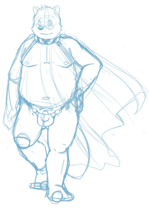 anthro balls_outline belly bulge cape clothing cosplay detailed_bulge eyewear genital_outline glasses male moobs navel nipples overweight overweight_male penis_outline simple_background solo underwear white_background bravo build_tiger morenatsu kounosuke_(morenatsu) canid canine mammal raccoon_dog tanuki 2014 sketch