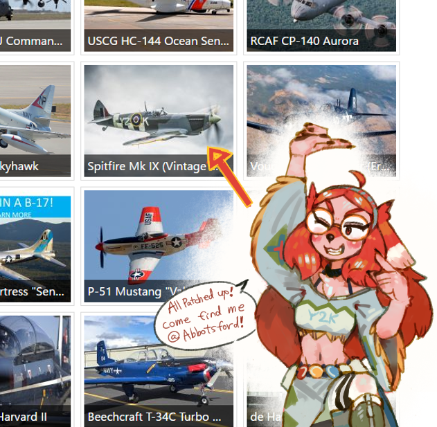 accessory ahoge aircraft anthro b-17 clothed clothing exclamation_point eyewear female female_anthro fur hair hair_accessory hairband looking_at_viewer midriff navel one_eye_closed pink_body pink_fur real red_hair smile solo speech_bubble text vehicle wink hideki_kaneda boeing p-51 spitfire_mk_ix supermarine_spitfire spitfire_(hideki_kaneda) canid canine canis domestic_dog mammal p-51_mustang 2018 english_text