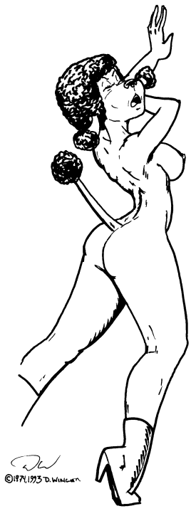 arched_back boots boots_only breasts butt clothing female footwear footwear_only high_heeled_boots high_heels mostly_nude nipples shoes side_boob solo doug_winger canid canine canis domestic_dog mammal poodle 1974 1993 20th_century ancient_art monochrome