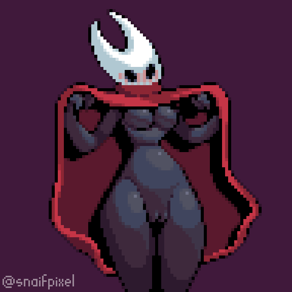 black_eyes blush breasts cloak cloak_only clothed clothing clothing_lift dark_body empty_eyes female genitals mask mostly_nude no_underwear non-mammal_breasts pussy red_cloak red_clothing simple_background simple_eyes solo wide_hips snaif hollow_knight team_cherry hornet_(hollow_knight) arthropod 1:1 digital_media_(artwork) pixel_(artwork) signature