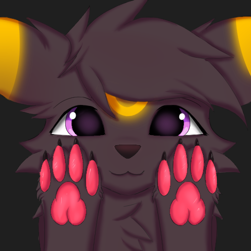 brown_nose female feral fluffy fur hair head_tuft looking_at_viewer pawpads purple_eyes smile smiling_at_viewer solo tuft joeumbre nintendo pokemon rita_(joeumbre) canid canine eeveelution generation_2_pokemon mammal pokemon_(species) umbreon 1:1 low_res shaded