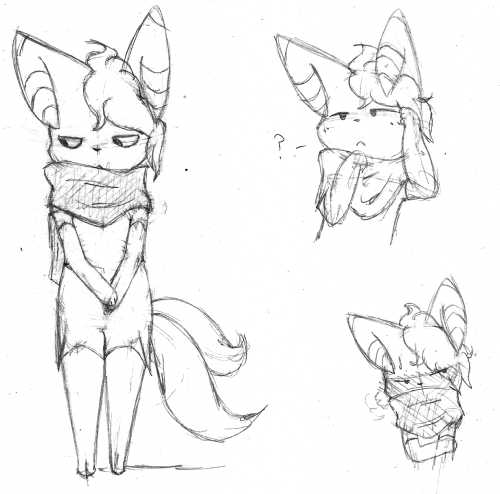 anthro male mostly_nude scarf scarf_only simple_background solo matsu nintendo pokemon aesir fan_character generation_6_pokemon meowstic pokemon_(species) low_res monochrome