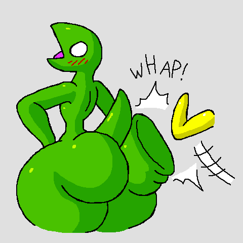 anthro big_butt blush blush_lines butt butt_slap contact_onomatopoeia duo impact_onomatopoeia male male/male onomatopoeia open_mouth slap sound_effects spanking text whap thatdawgmurray leap_day_(nitrome) nitrome lick_(leap_day) yolk_(leap_day) lizard reptile scalie unknown_species 1:1 low_res