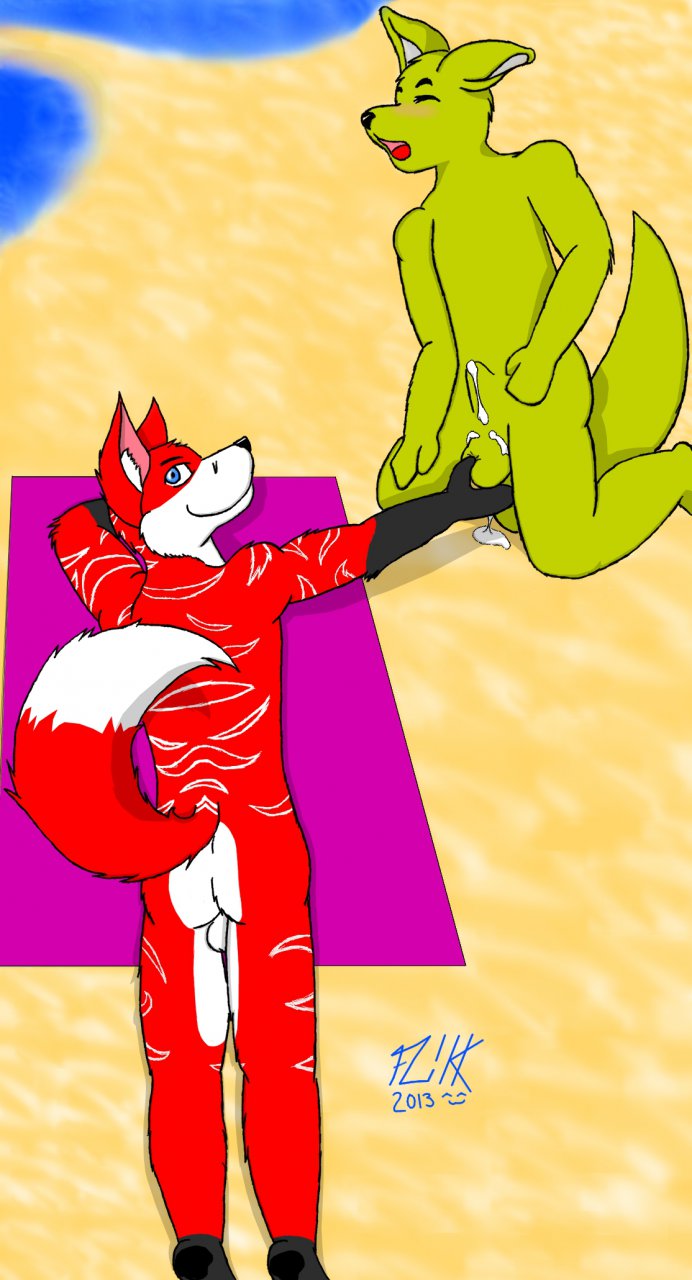 anthro backsack ball_fondling balls blush bodily_fluids butt countershade_face countershade_legs countershading cum cum_on_balls dipstick_tail duo eyes_closed fondling fur genital_fluids genitals gloves_(marking) green_body green_fur kneeling leg_markings lying male male/male markings multicolored_tail nude on_front open_mouth raised_tail socks_(marking) tail tail_markings two_tone_tail white_body white_countershading steven3031 flick_(characters) flikk_the_fox digital_media_(artwork) hi_res