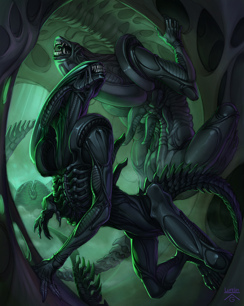 ambiguous_gender cave duo egg inner_mouth nude open_mouth lurelin alien_(franchise) alien xenomorph 2015