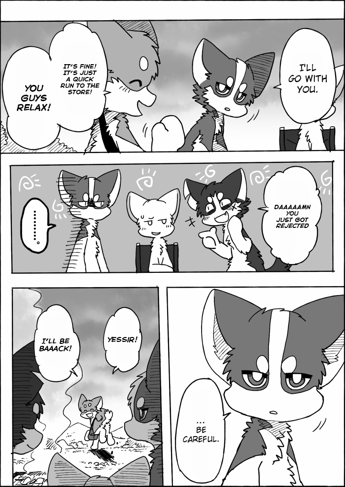 feral group semi-anthro text ayaka a-chan kyappy mashiro shibeta canid canine canis domestic_dog husky hybrid mammal nordic_sled_dog shiba_inu spitz wolfdog comic english_text monochrome