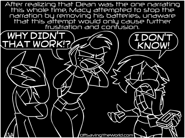 angry anthro artificial_intelligence border bottomwear breaking_the_fourth_wall clothing dialogue facepalm female fluffy fluffy_tail group hair humor machine male narration pants shirt shorts simple_background speech_bubble tail text topwear trio_focus white_border yelling animatedjames d.e.a.n. macy nova_(animatedjames) talon_(animatedjames) android canid canine fox human mammal robot robot_anthro unknown_species archived_source black_and_white comic english_text monochrome url