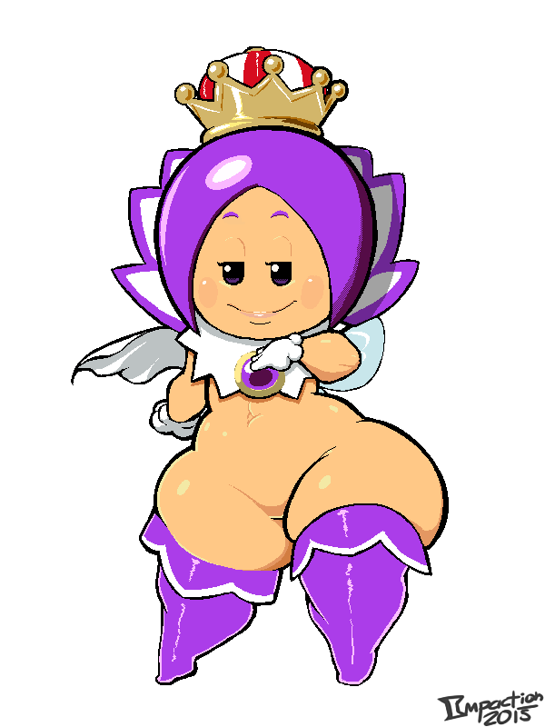 bedroom_eyes blush brooch clothing crown featureless_crotch female gloves hair half-closed_eyes handwear headgear insect_wings narrowed_eyes not_furry nude purple_eyes purple_hair seductive short_stack simple_background smile solo white_background wide_hips wings gray_impact mario_bros nintendo super_mario_3d_world sprixie_princess humanoid sprixie 2015 3:4