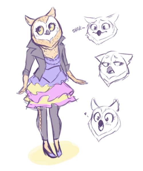 bottomwear breasts cleavage clothed clothing dress female footwear high_heels jacket legwear non-mammal_breasts pants shoes simple_background solo stockings topwear danae_keener bojack_horseman netflix wanda_pierce avian bird owl colored_sketch sketch