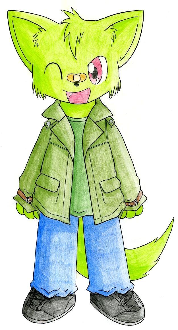 anthro clothing footwear fur green_body green_fur male shoes solo young young_anthro gohami canid mammal