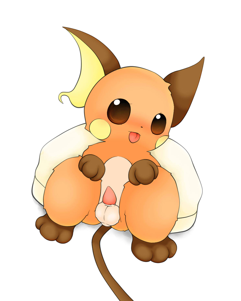 balls brown_eyes chibi erection feral genitals looking_at_viewer male nude penis short_tapering_penis simple_background sitting small_penis solo tail tapering_penis tongue tongue_out white_background schnecken nintendo pokemon generation_1_pokemon mammal pokemon_(species) raichu rodent 4:5