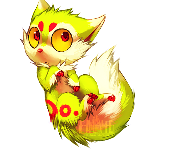 chibi female feral fur green_body green_fur o_o red_eyes solo sparklefur tail falvie falvie_(character) canid fionbri mammal 2012 digital_media_(artwork)