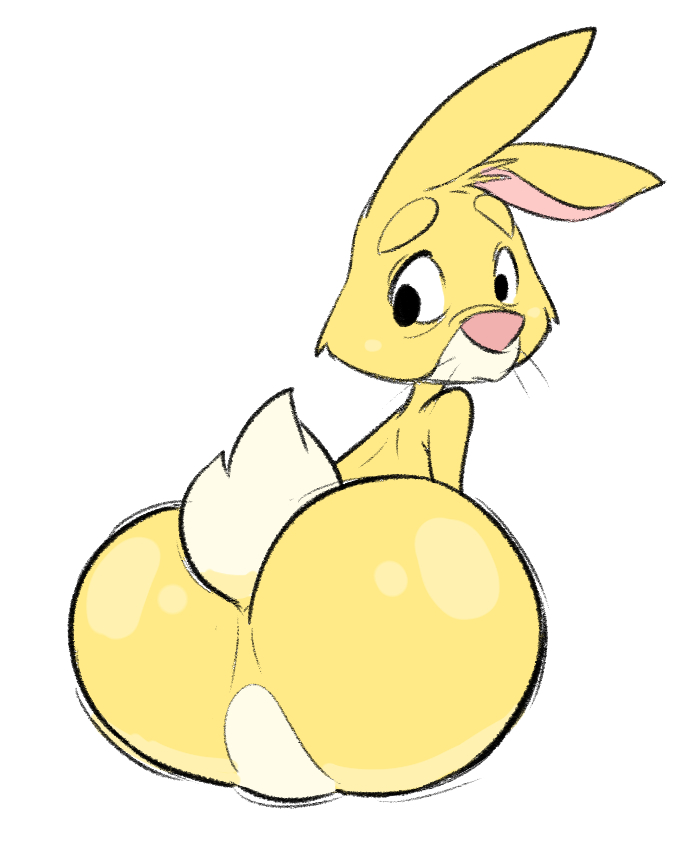 big_butt butt butt_focus cotton_tail eyebrows featureless_crotch fur long_ears looking_at_viewer male pink_nose plushie solo thick_eyebrows whiskers yellow_body yellow_fur 4pcsset disney winnie_the_pooh_(franchise) rabbit_(winnie_the_pooh) lagomorph leporid mammal rabbit