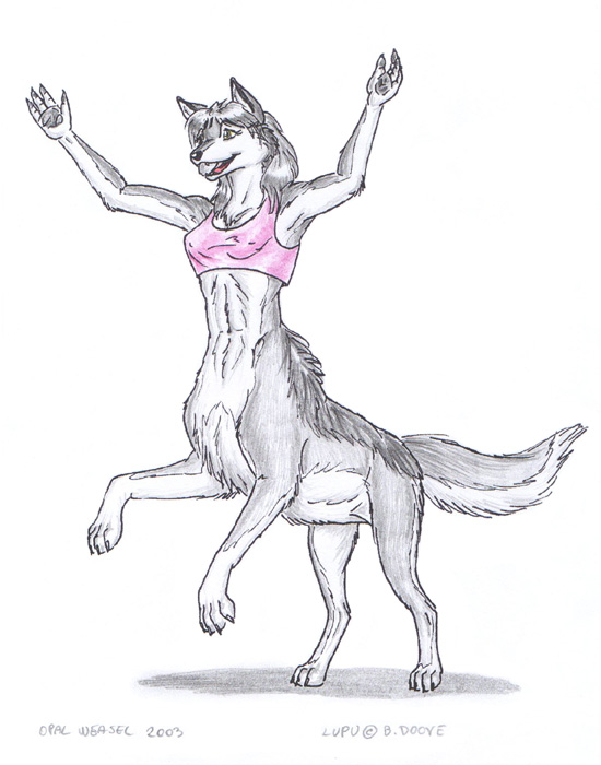 belly bottomless breasts clothed clothing female fur grey_body grey_fur grey_hair hair navel nipple_outline open_mouth shirt simple_background solo tank_top topwear white_background white_belly henryweasel chakona_space lupu canid canid_taur canine canine_taur canis mammal mammal_taur taur wolf wolf_taur 2003