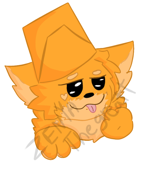 anthro blep bucket container fluffy intersex intersex/intersex orange_body paws raised_paw smile solo tongue tongue_out zenyathegreatt kaiju_paradise catte_(kaiju_paradise) felid feline gootraxian mammal