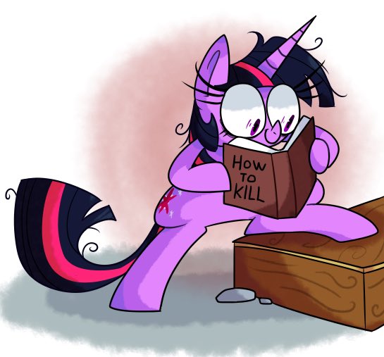 book coffin cutie_mark female feral hair horn humor reading smile solo text unicorn_horn vdru7 friendship_is_magic hasbro my_little_pony mythology twilight_sparkle_(mlp) equid equine mammal mythological_creature mythological_equine unicorn 2018 english_text