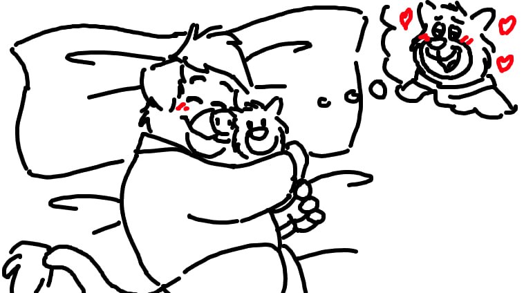 anthro biped blush clothed clothing eyes_closed heart_symbol hug hugging_object hugging_plushie lying open_mouth pillow plushie sleeping slightly_chubby solo adriano_berjillos brok_the_investigator cowcat_games graff_filsh ott_(brok_the_investigator) mammal mustelid otter 2024