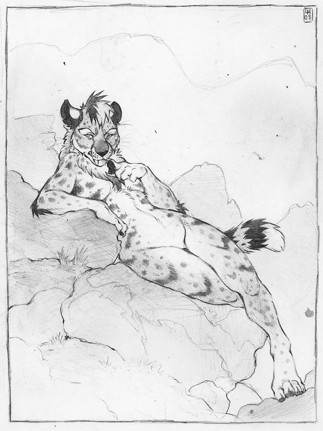 anthro biped breasts chest_tuft claws featureless_breasts feet female fur grass hair mane mane_hair markings nude outside paws plant reclining solo spots spotted_body spotted_fur tail teeth tuft whiskers wide_hips louvelex saskia felid leopard mammal pantherine snow_leopard greyscale monochrome