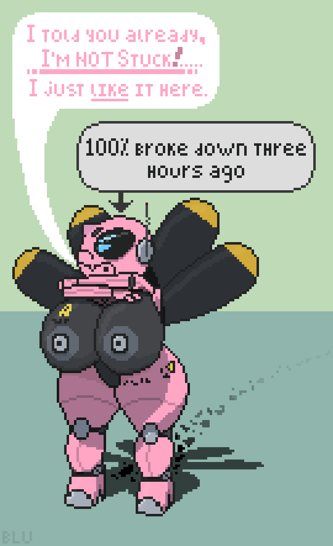 areola big_breasts big_butt breasts butt clunker female latex machine malfunction not_furry oil solo thick_thighs bluthederg conditional_dnp tilde_(enceladusnek) humanoid robot digital_media_(artwork) pixel_(artwork)