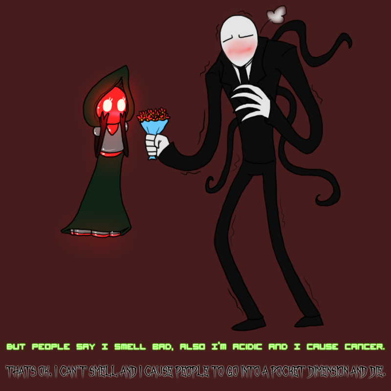 back_tentacles blush daww dialogue duo female glowing heart_symbol love male nekokitsune nervous tentacles text vonderdevil creepypasta flatwoods_monster slenderman alien monster tentacle_creature unknown_species 1:1 english_text