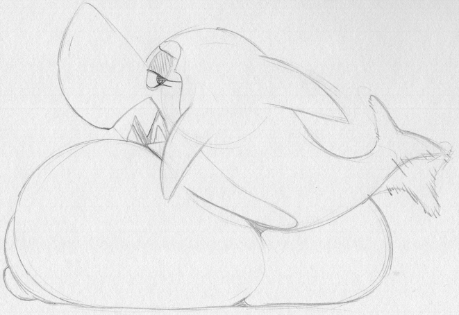 big_breasts breasts busty_feral female feral fin half-closed_eyes huge_breasts hyper hyper_breasts looking_back narrowed_eyes non-mammal_breasts open_mouth sharp_teeth solo tail tail_motion tailwag teeth sbshouseofpancakes hanna-barbera jabberjaw jellystone_(hbo_max) jabberjaw_(character) fish marine shark monochrome traditional_media_(artwork)