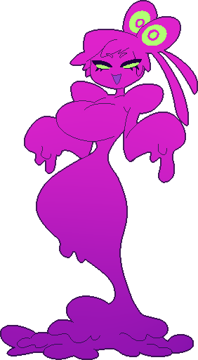 big_breasts breasts curvy_figure dripping eyelashes featureless_breasts featureless_crotch female front_view gesture goo_hair green_body green_eyes green_spots hair half-closed_eyes looking_at_viewer monster_girl_(genre) narrowed_eyes no_pupils not_furry nude open_mouth open_smile pseudo_hair purple_body serpentine shrug simple_background slime smile solo spots standing uniped voluptuous white_background wide_hips fukmin-dx goopi_(fukmin-dx) goo_creature goo_humanoid humanoid 2016 aliasing digital_media_(artwork) full-length_portrait pixel_(artwork) portrait