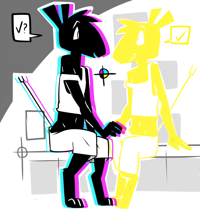 abstract_background anthro black_body black_fur bottomwear check_mark clothed clothing duo eyebrows forked_tail fur head_tuft male midriff navel off_shoulder open_mouth shirt shorts sitting sleeveless_shirt speech_bubble square_crossover tail topwear tuft unusual_anatomy unusual_tail white_bottomwear white_clothing white_shirt white_shorts white_topwear yellow_body yellow_fur toxoglossa egyptian_mythology middle_eastern_mythology mythology cay_(toxoglossa) set_(species) 2019