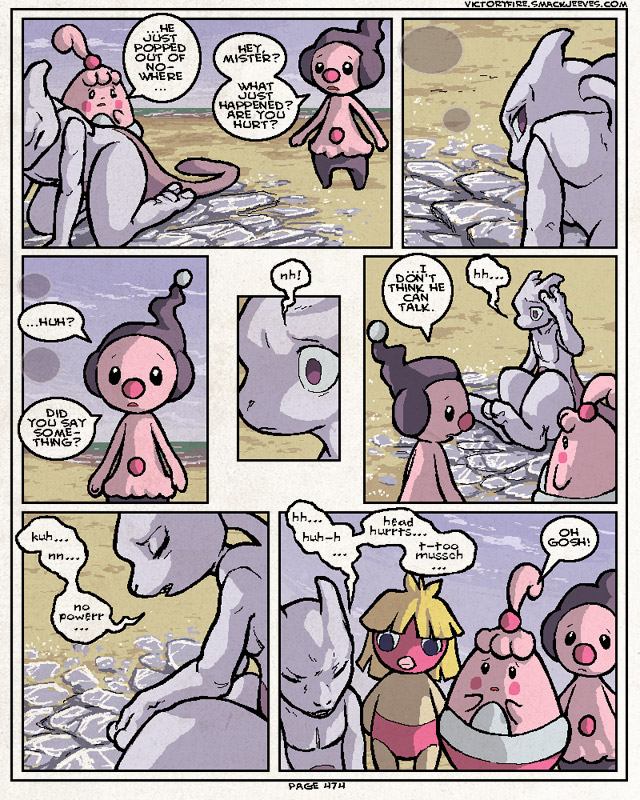 dialogue female group male speech_bubble text sulfurbunny_(artist) nintendo pokemon pokemon_mystery_dungeon pokemon_victory_fire spike_chunsoft generation_1_pokemon generation_2_pokemon generation_4_pokemon happiny legendary_pokemon mewtwo mime_jr. pokemon_(species) smoochum 4:5 comic digital_media_(artwork) english_text microsoft_paint_(artwork)