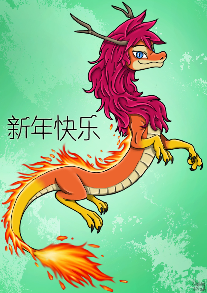 anthro blue_eyes fire fur horn male orange_body purple_body purple_fur solo yellow_body yellow_skin ziegelzeig bad_guy_cafe mythology fire_(firefox) dragon mythological_creature mythological_scalie scalie 2024