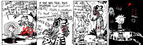 base_one_layout blind blood blood_from_eye bodily_fluids cosmic_horror disability duo_focus four_frame_image gore group madness male mod nightmare_fuel one_row_layout tail tentacles what where_is_your_god_now bill_watterson calvin_and_hobbes creepypasta he_comes_(meme) lovecraftian_(genre) calvin_(calvin_and_hobbes) hobbes zalgo_(creepypasta) felid human mammal pantherine tiger black_and_white_and_red comic digital_media_(artwork) meme