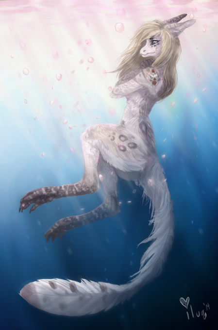 anthro digitigrade female fur nude nude_anthro solo underwater water iluq mythology lilana_rose dra'essa dragon furred_dragon furred_scalie mammal mythological_creature mythological_scalie scalie 2014 digital_media_(artwork) digital_painting_(artwork) lineless painting_(artwork)