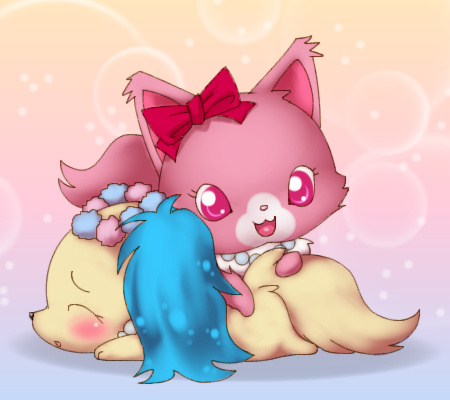 accessory anthro blush bow_(feature) bow_accessory bow_ribbon duo female floppy_ears hair_accessory hair_bow hair_ribbon looking_at_viewer lop_ears lying open_mouth pink_eyes ribbons simple_background sleeping moroq jewelpet sanrio sega sega_fave garnet_(jewelpet) sapphie_(jewelpet) bird_dog canid canine canis cavalier_king_charles_spaniel domestic_cat domestic_dog felid feline felis hunting_dog mammal persian_cat spaniel toy_dog low_res