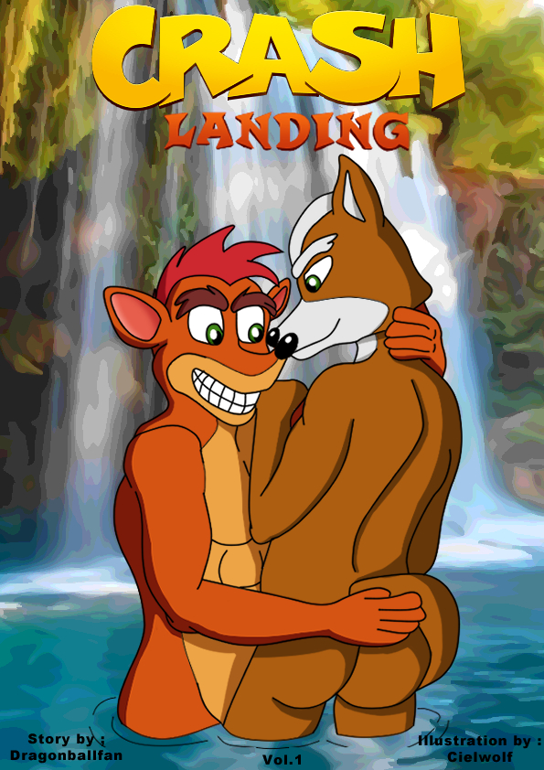 anthro black_nose brown_body brown_fur cascade fox_tails fur male male/male muscular muscular_anthro muscular_male orange_body orange_fur water ciel-wolf activision crash_bandicoot_(series) nintendo star_fox crash_bandicoot fox_mccloud bandicoot canid canine fox mammal marsupial cover cover_art